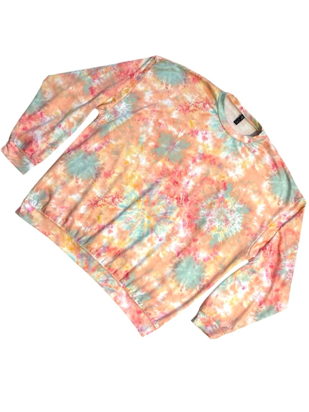 Onzie Colourful Tie Dye Boyfriend Pullover Sweatshirt in ‘Rose All Day’ One Size
